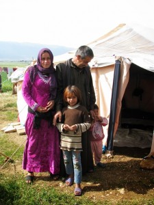 A Syrian family in a refugee camp in Lebanon.  Credit: World Renew.