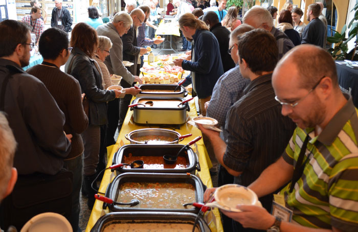 Volunteers from host church River West provided delicious home-cooked food on short notice to sustain the delegates in their hard work of engagement.   Photo: Leslie Precht