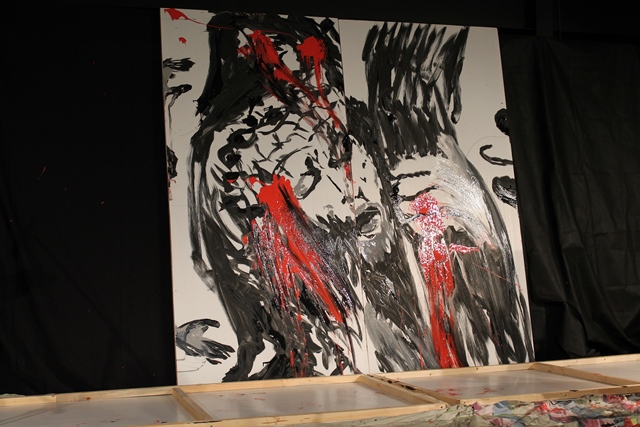 Artist Shawn Reimer created this painting during the Friday evening session.