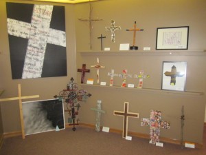 Steinbach MB Church's Respond & Reflect corner was full of crosses during the Easter sermon series. 