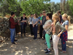 A local tells MBCI students about the lost Palestinian -Arab village of Lifta on the outskirts of Jerusalem. 