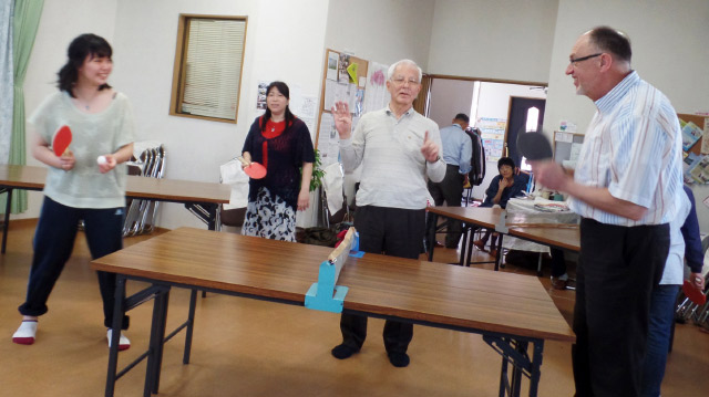After the Sunday service and a lunch, Hoshida Chapel transforms into a ping pong tournament hall. Photo: courtesy David Wiebe